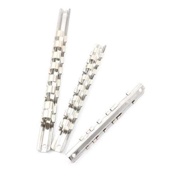 stainless steel socket rack holder 1/4" 3/8" 1/2" with 8 clips on rail tool organizer storage
stainless steel socket rack holder 1/4" 3/8" 1/2" with 8 clips on rail tool organizer storage