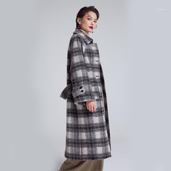2020 women's autumn and winter new wool coat european temperament beautiful lapel loose long plaid woolen coat1, Black
2020 women's autumn and winter new wool coat european temperament beautiful lapel loose long plaid woolen coat1, Black