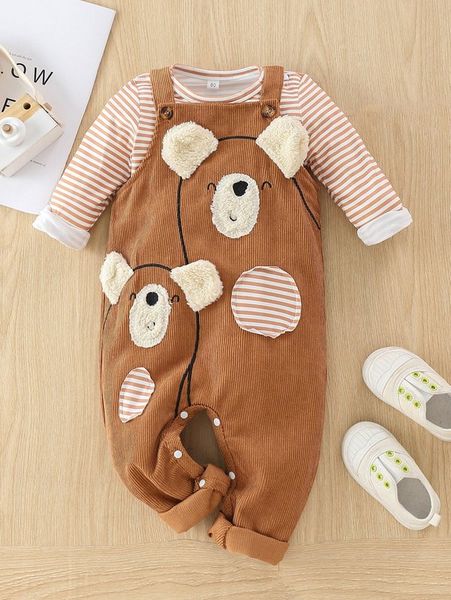 baby girl striped print tee & 3d ear cartoon pattern overall jumpsuit set she, White
baby girl striped print tee & 3d ear cartoon pattern overall jumpsuit set she, White