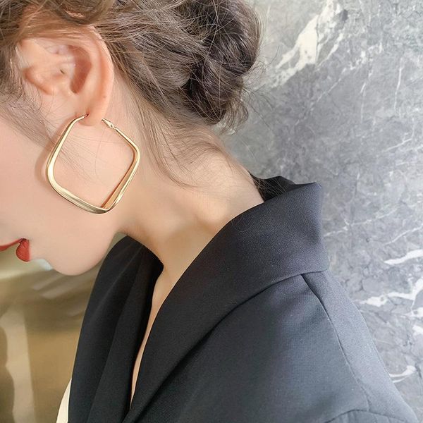 hoop & huggie vintage big geometric earrings simple gold color circle square for women fashion punk jewelry, Golden;silver
hoop & huggie vintage big geometric earrings simple gold color circle square for women fashion punk jewelry, Golden;silver