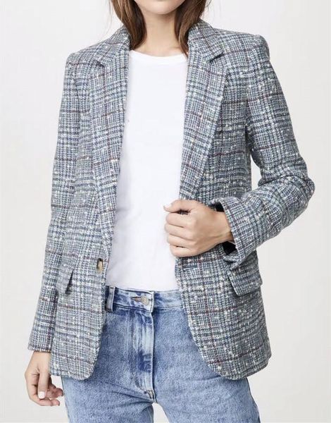 women tweed blazer coat autumn winter snowflake plaid lady notched office wear jacket female single button outwear top, White;black
women tweed blazer coat autumn winter snowflake plaid lady notched office wear jacket female single button outwear top, White;black
