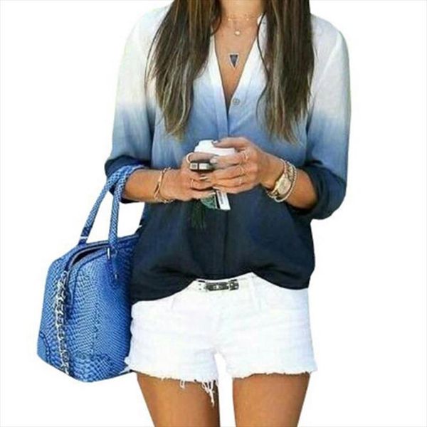 2020 women blouses long sleeve v neck blusas fashion ladies loose gradient color shirt button blouse plus size xxl, White
2020 women blouses long sleeve v neck blusas fashion ladies loose gradient color shirt button blouse plus size xxl, White