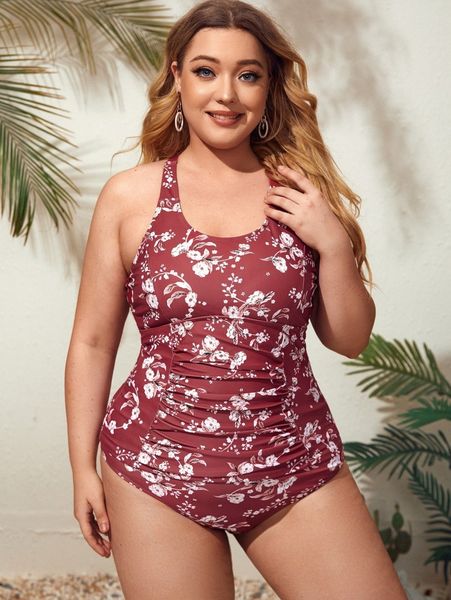 plus floral print ruched bikini swimsuit w2ks#, Black
plus floral print ruched bikini swimsuit w2ks#, Black