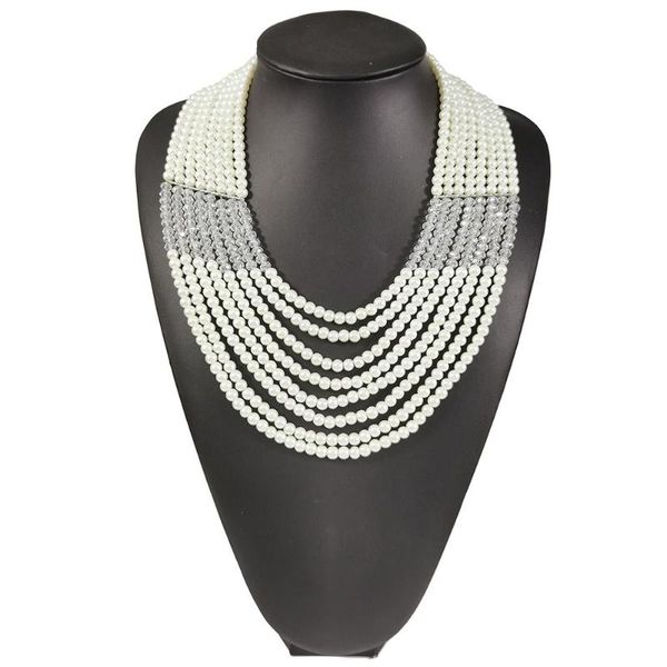 manilai handmade cluster beads necklaces multilayer imitation pearl crystal statement necklaces women wedding jewelry, Golden;silver
manilai handmade cluster beads necklaces multilayer imitation pearl crystal statement necklaces women wedding jewelry, Golden;silver