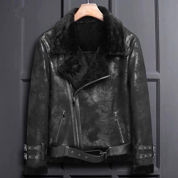original sheep fur integrated leather jacket leather jacket men's motorcycle b3 haining fur winter new coat fashion, Black
original sheep fur integrated leather jacket leather jacket men's motorcycle b3 haining fur winter new coat fashion, Black