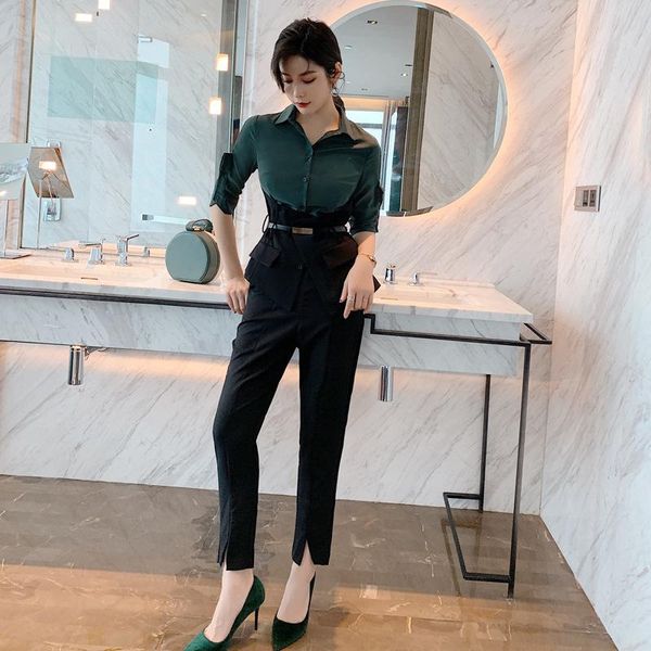 office two piece sets 2020 autumn high end women suit belted contrast shirt and pencil pants suits fashion workwear set, Gray
office two piece sets 2020 autumn high end women suit belted contrast shirt and pencil pants suits fashion workwear set, Gray