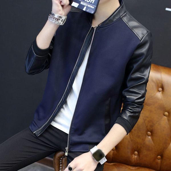2020 man autumn pu leather stitching jacket young men handsome baseball suit slim, Black;brown
2020 man autumn pu leather stitching jacket young men handsome baseball suit slim, Black;brown