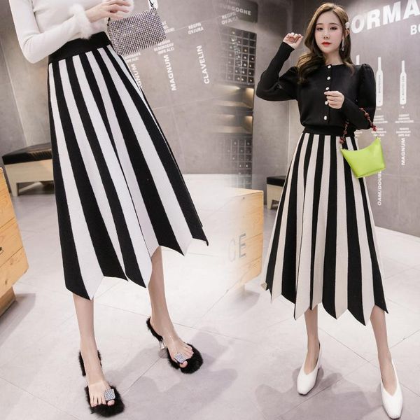 fashion high-waist black white striped over-the-knee knit skirt women's autumn new elastic high-waist pleated slim-fit skirt
fashion high-waist black white striped over-the-knee knit skirt women's autumn new elastic high-waist pleated slim-fit skirt
