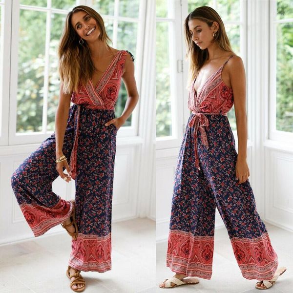 women jumpsuit ladies v-neck sleeveless playsuit casual loose party romper bohemian print floral leotard summer1, Black;white
women jumpsuit ladies v-neck sleeveless playsuit casual loose party romper bohemian print floral leotard summer1, Black;white