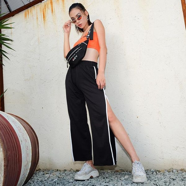 women's pants & capris women wide leg side slit black trousers streetwear mid waist ladies1, Black;white
women's pants & capris women wide leg side slit black trousers streetwear mid waist ladies1, Black;white