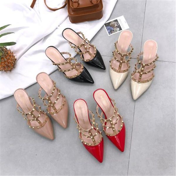 new women summer mules slippers high heels ladies rivets pointed toe strange style female outside shoes for girls drop shipping x1020, Black
new women summer mules slippers high heels ladies rivets pointed toe strange style female outside shoes for girls drop shipping x1020, Black