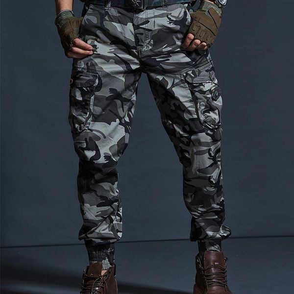 khaki casual pants men tactical camouflage cargo pants multi-pocket fashions black army trousers 2020