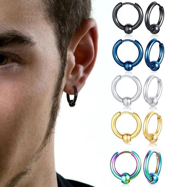 hoop & huggie men circle earrings with bead black earring cartilage jewelry for women street style, Golden;silver
hoop & huggie men circle earrings with bead black earring cartilage jewelry for women street style, Golden;silver