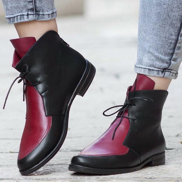 ankle boots women patchwork pu leather shoes ladies lace up buckle shoes thick heel short casual footwear boots, Black
ankle boots women patchwork pu leather shoes ladies lace up buckle shoes thick heel short casual footwear boots, Black