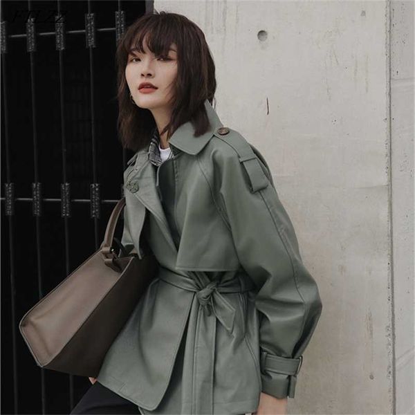 ftlzz spring autumn 2022 women casual lapel pu jacket coat simplicity loose leather jacket with belt office lady 220112, Black
ftlzz spring autumn 2022 women casual lapel pu jacket coat simplicity loose leather jacket with belt office lady 220112, Black