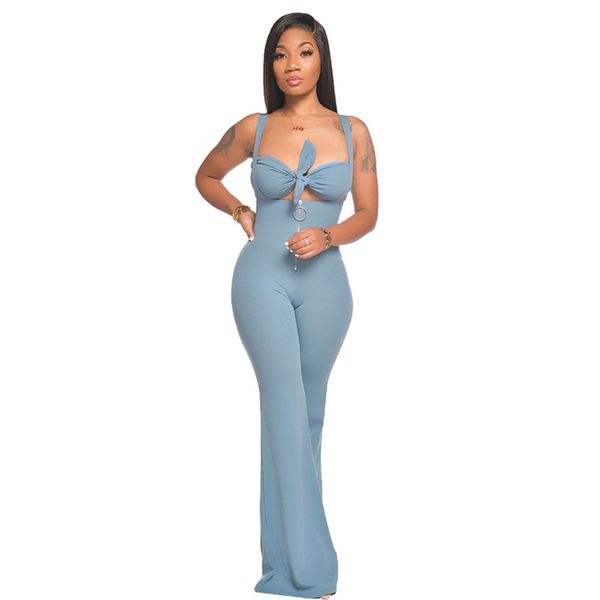 women set casual low-cut solid outfits tie knot loose long jumpsuits party clubwear with front zipper new style, Black;white
women set casual low-cut solid outfits tie knot loose long jumpsuits party clubwear with front zipper new style, Black;white