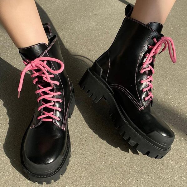 women boots thick low heel female shoes platform lace-up round toe ladies booties causal winter autumn woman martin boots shoes, Black
women boots thick low heel female shoes platform lace-up round toe ladies booties causal winter autumn woman martin boots shoes, Black