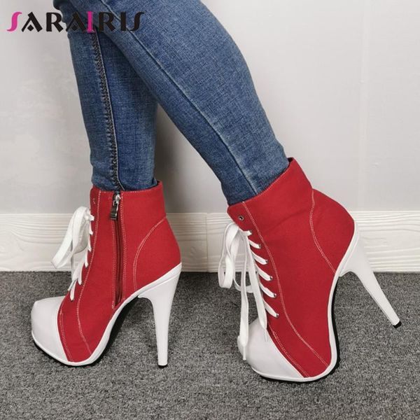sarairis high thin heels dress boots new arrival unique patchwork canvas boots women fashion round toe platform shoes woman, Black
sarairis high thin heels dress boots new arrival unique patchwork canvas boots women fashion round toe platform shoes woman, Black