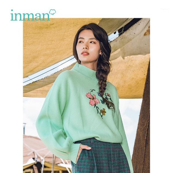 inman autumn winter new arrival high collar literary embroidery loose woman pullover sweater1, White;black
inman autumn winter new arrival high collar literary embroidery loose woman pullover sweater1, White;black