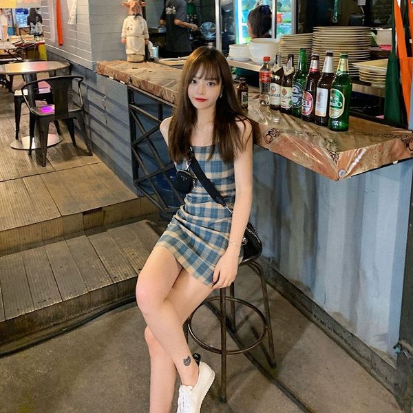 lady qian's suspender sling sling sydney plaid suspender dress for women's bottom french small first love skirt slim short skirt q, Black;gray
lady qian's suspender sling sling sydney plaid suspender dress for women's bottom french small first love skirt slim short skirt q, Black;gray