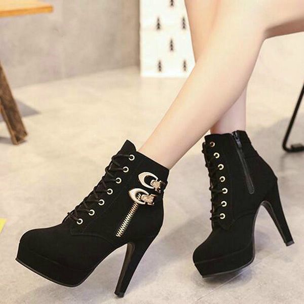 plus size ankle boots women platform high heels female lace up shoes woman buckle short boot casual ladies footwear drop ship c1023, Black
plus size ankle boots women platform high heels female lace up shoes woman buckle short boot casual ladies footwear drop ship c1023, Black