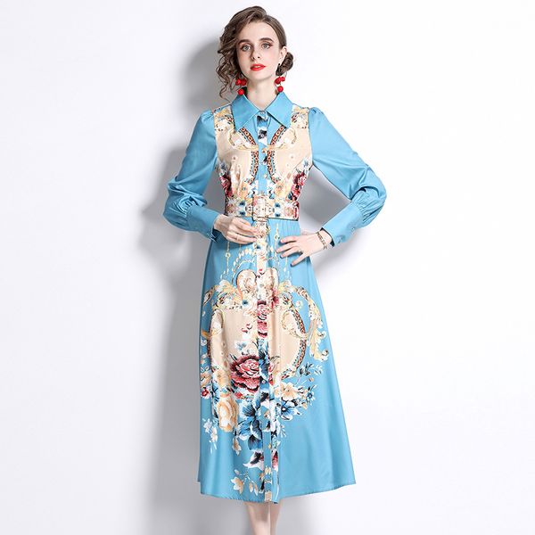 2022 fashion printed button up shirt dress woman designer long sleeve lapel high waist slim a-line party floral dresses runway spring autumn, Black;gray
2022 fashion printed button up shirt dress woman designer long sleeve lapel high waist slim a-line party floral dresses runway spring autumn, Black;gray