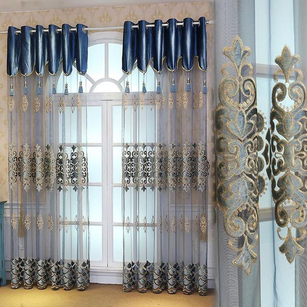 custom curtain europe classical window embroidery flower tassle blue flannel livingroom bedroom tulle sheer yarn m618
custom curtain europe classical window embroidery flower tassle blue flannel livingroom bedroom tulle sheer yarn m618