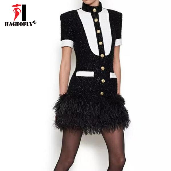 hageofly autumn new runway design black white patchwork feathers mini gold lion button women's dress new drop shipping, White;black
hageofly autumn new runway design black white patchwork feathers mini gold lion button women's dress new drop shipping, White;black