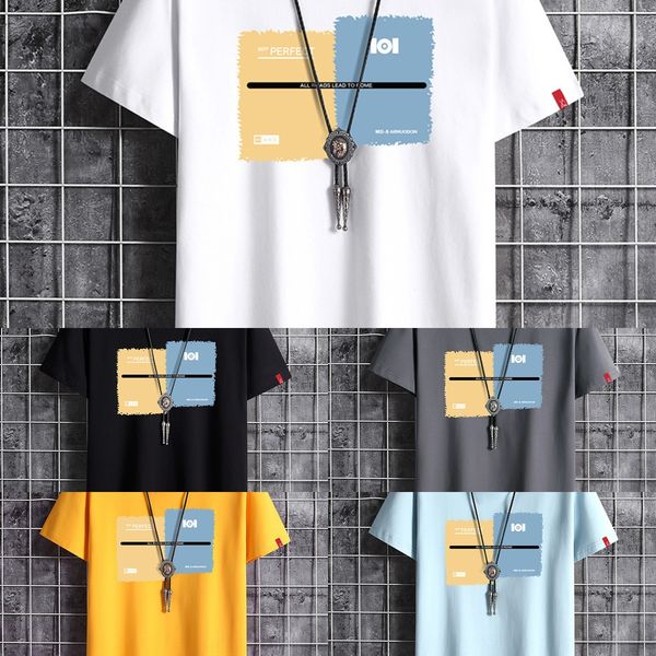 short sleeve t-shirt men's cotton crew neck large t-shirt white summer new half sleeve menswear loose omkax, Blue
short sleeve t-shirt men's cotton crew neck large t-shirt white summer new half sleeve menswear loose omkax, Blue