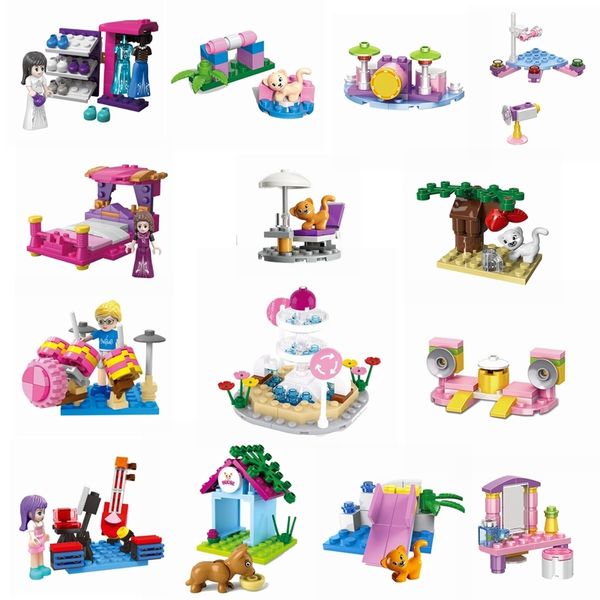 Locking Princess Figures With Heat Box Block Building Blocks Toys For Children Assemble Friends Gifts