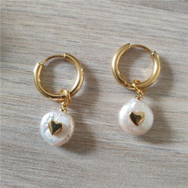 hoop & huggie natural freshwater pearl bead chic tiny gold heart charm dangle pendant charms stainless steel earring for women, Golden;silver
hoop & huggie natural freshwater pearl bead chic tiny gold heart charm dangle pendant charms stainless steel earring for women, Golden;silver
