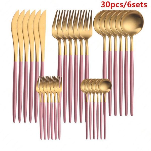 30pcs/6sets pink gold cutlery set stainless steel dinnerware golden kitchen flatware set dinner knife fork spoon dropshipping1
30pcs/6sets pink gold cutlery set stainless steel dinnerware golden kitchen flatware set dinner knife fork spoon dropshipping1