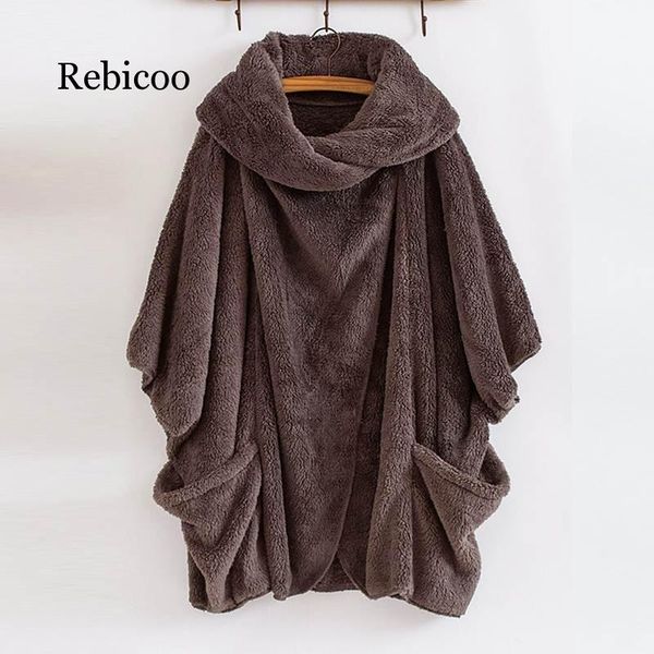 2020 autumn new explosion women's clothing plush high collar bat sleeve cardigan coat, Black;brown
2020 autumn new explosion women's clothing plush high collar bat sleeve cardigan coat, Black;brown
