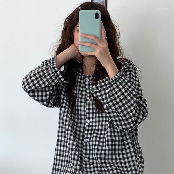 fashion women's blouses new korean round neck plaid loose sweet casual long-sleeved shirt yellow blouse women1, White
fashion women's blouses new korean round neck plaid loose sweet casual long-sleeved shirt yellow blouse women1, White