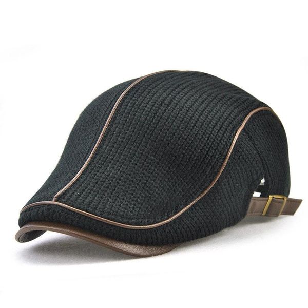 berets thick warm men's knit cap padded beret caps casual outdoor visor forward adjustable hat solid color winter, Blue;gray
berets thick warm men's knit cap padded beret caps casual outdoor visor forward adjustable hat solid color winter, Blue;gray
