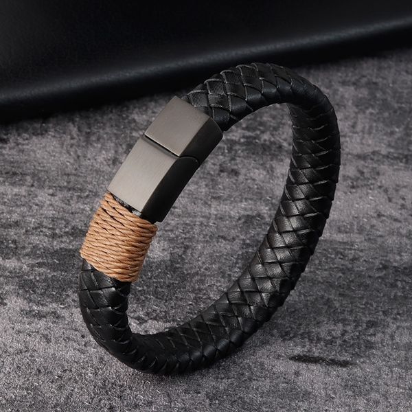 9fifn stainless 1sed5 men's black leather clasp l20131 woven hand made leather magnet bracelet braceletsteel, Golden;silver
9fifn stainless 1sed5 men's black leather clasp l20131 woven hand made leather magnet bracelet braceletsteel, Golden;silver