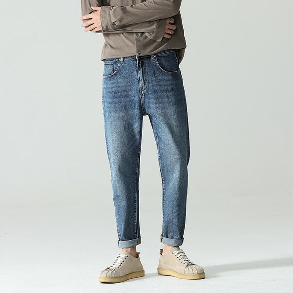 men's jeans men denim autumn winter pleated bleached pockets straight slim casual vintage cowboy harem pants wild fashion male 2021, Blue
men's jeans men denim autumn winter pleated bleached pockets straight slim casual vintage cowboy harem pants wild fashion male 2021, Blue