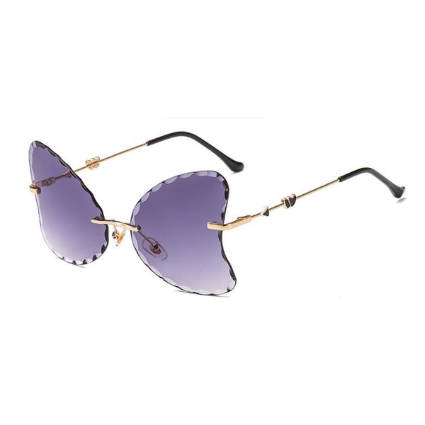 2021 new butterfly wing sunglasses metal frameless wave-cut heart glasses for ladies, White;black
2021 new butterfly wing sunglasses metal frameless wave-cut heart glasses for ladies, White;black