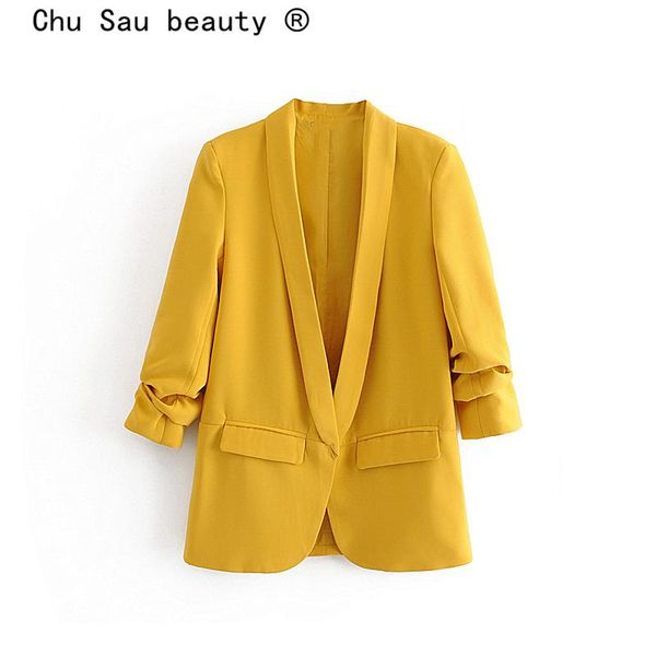 women's suits & blazers chu sau beauty casual chic vintage loose women office lady candy color outerwear sleeve fold 3 coat chaqueta mu, White;black
women's suits & blazers chu sau beauty casual chic vintage loose women office lady candy color outerwear sleeve fold 3 coat chaqueta mu, White;black