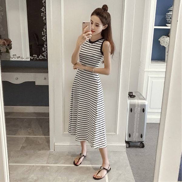 summer new korean sleeveless striped for women with slim figurehigh waistbig dress vest skirt aline dress tank dressa-line skirtlong skirtve, Black;gray
summer new korean sleeveless striped for women with slim figurehigh waistbig dress vest skirt aline dress tank dressa-line skirtlong skirtve, Black;gray