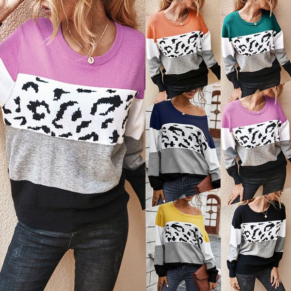 women autumn fashion leopard print stitching long sleeve pullover knitted comfy casual sweater patchwork loose female d30, White;black
women autumn fashion leopard print stitching long sleeve pullover knitted comfy casual sweater patchwork loose female d30, White;black