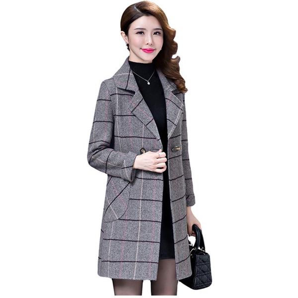 women's wool & blends high grade plaid coat woolen coats large size long autumn winter slim women cashmere blend jacket 2113, Black
women's wool & blends high grade plaid coat woolen coats large size long autumn winter slim women cashmere blend jacket 2113, Black