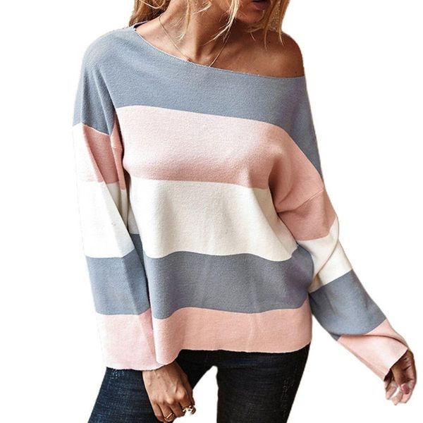 women round neck knitted sweater drop shoulder casual long sleeve pullover, White;black
women round neck knitted sweater drop shoulder casual long sleeve pullover, White;black