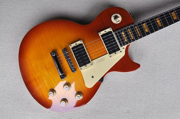 factory custom cherry sunburst electric guitar with chrome hardware,yellow pearl fret inlay,white pickguard,offer customized
factory custom cherry sunburst electric guitar with chrome hardware,yellow pearl fret inlay,white pickguard,offer customized