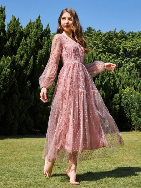 floral embroidered lantern sleeve ruffle hem dobby mesh dress with belt s3br#, Black;gray
floral embroidered lantern sleeve ruffle hem dobby mesh dress with belt s3br#, Black;gray