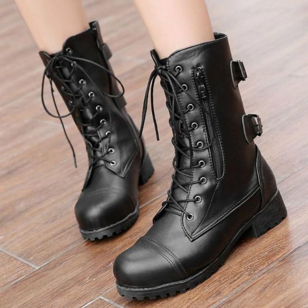 boots winter ankle women pu leather platform low square heel cross tie lace up round toe thick sole fashion classic shoes ladies, Black
boots winter ankle women pu leather platform low square heel cross tie lace up round toe thick sole fashion classic shoes ladies, Black