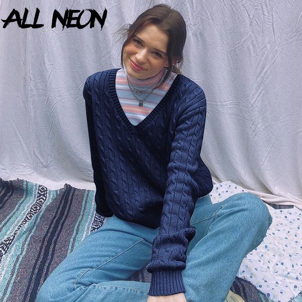 allneon harajuku 90s solid cable knitted pullovers y2k fashion v-neck long sleeve sweaters indie aesthetics autumn pullovers, White
allneon harajuku 90s solid cable knitted pullovers y2k fashion v-neck long sleeve sweaters indie aesthetics autumn pullovers, White