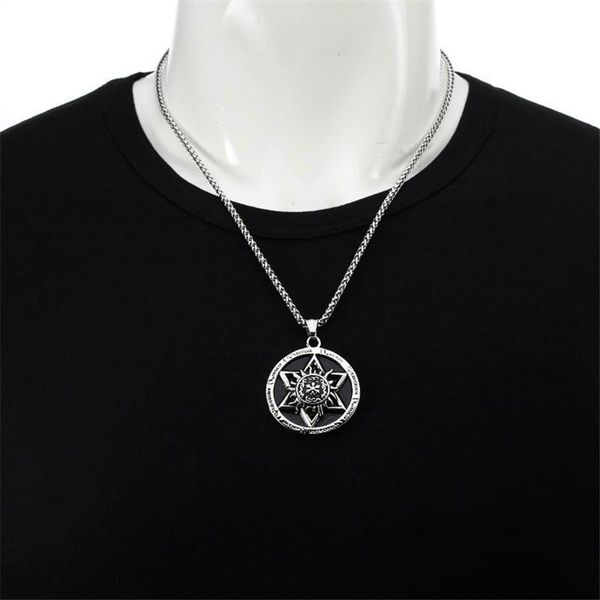 jewelry on the neck sun necklace mens 2020 stainless steel circle necklaces pendant six-star hip hop steampunk chains necklace, Silver 
jewelry on the neck sun necklace mens 2020 stainless steel circle necklaces pendant six-star hip hop steampunk chains necklace, Silver