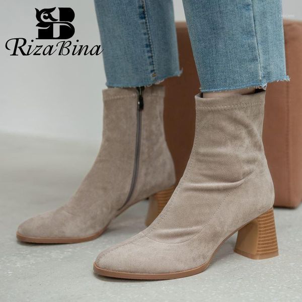 rizabina women ankle boots thick high heel flock zipper shoes round toe warm boots women fashion party footwear size 34-391, Black
rizabina women ankle boots thick high heel flock zipper shoes round toe warm boots women fashion party footwear size 34-391, Black