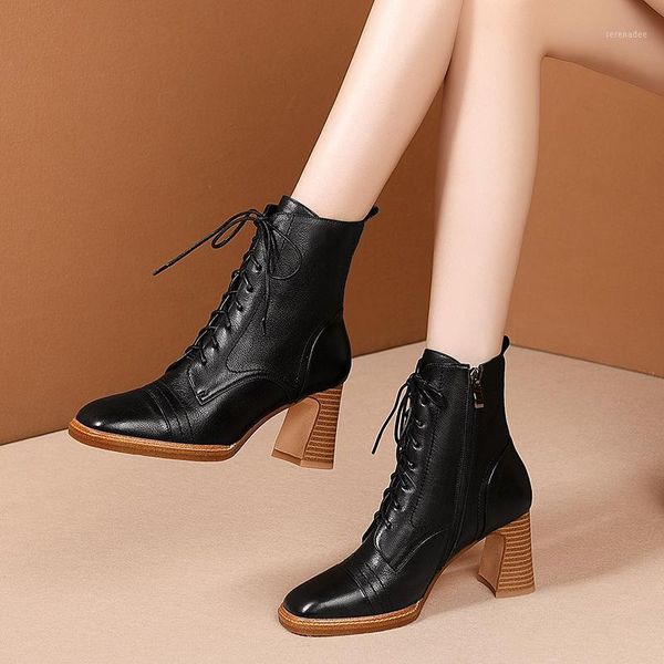 fashion lace up female winter boots genuine leather square toe high heels pumps party casual shoes woman1, Black
fashion lace up female winter boots genuine leather square toe high heels pumps party casual shoes woman1, Black